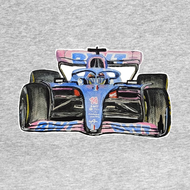 Racing Car in watercolours pattern illustration, Formula 1 watercolours by Ala Lopatniov